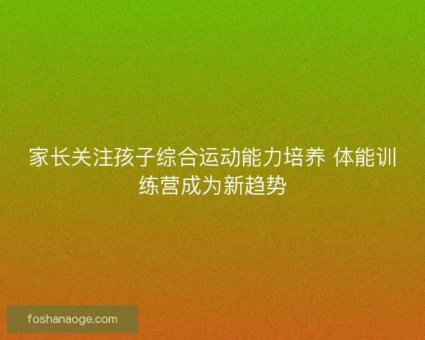 家长关注孩子综合运动能力培养 体能训练营成为新趋势